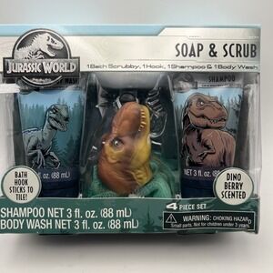 Jurassic Park Soap & Scrub Kids Bath Set T-Rex Scrubby Hook Shampoo‎ & Body Wash